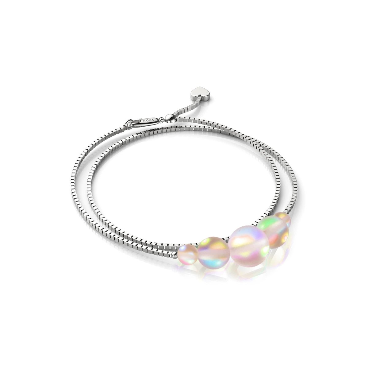 Pfirsich | 925 Sterling Silber | Meerjungfrau Glas Unendlichkeitsverschluss Fußkettchen